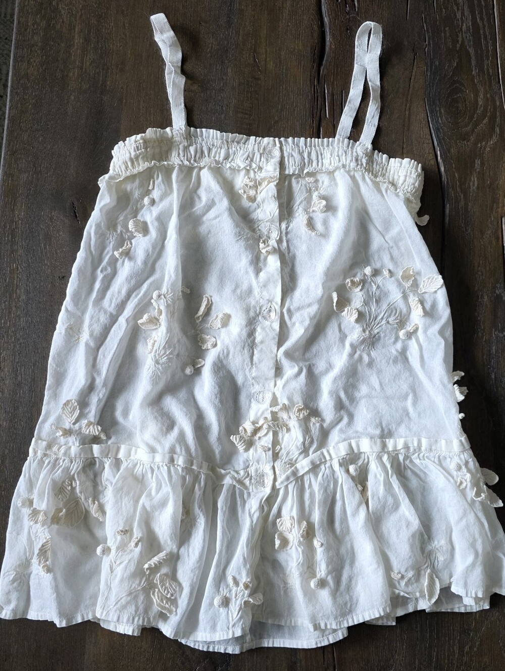 Y2K Anthropologie Moulinette Soeurs Tank Top Ivory Applique Flowers Size 10
